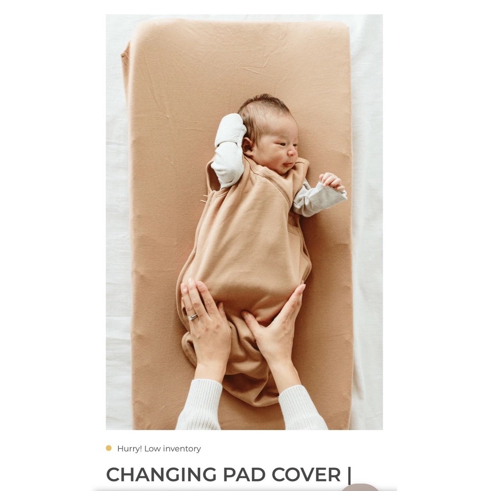 Goumi Nursery Changing Pad Cover, Sandstone, 16 x 32,Organic Cotton Bamboo Blend - Picture 2 of 7